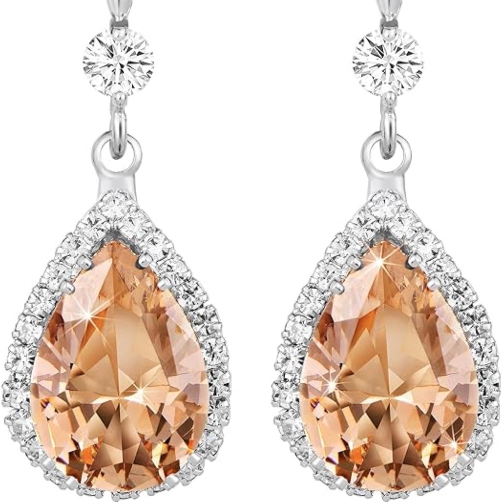 Never Worn Citrine Color Drop Earrings